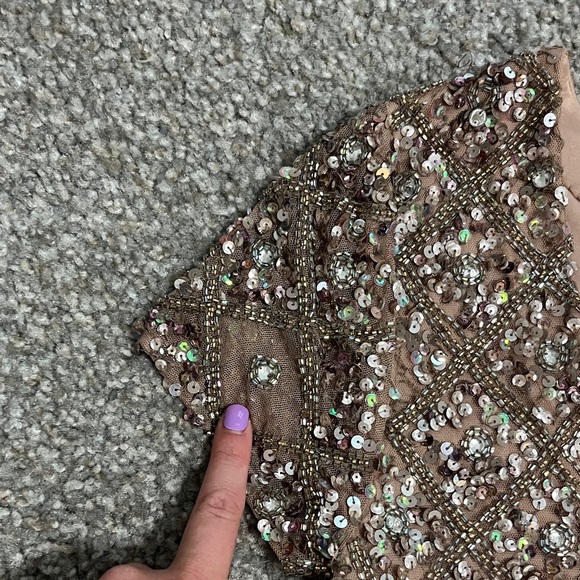Adrianna Papell Sparkling Sequin Mini Dress in Rose Gold - Picture 6 of 6